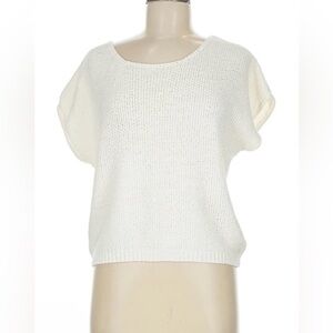 Moon & Madison Cream Chunky Knit Short Sleeve Sweater Size Medium Cozy Neutral